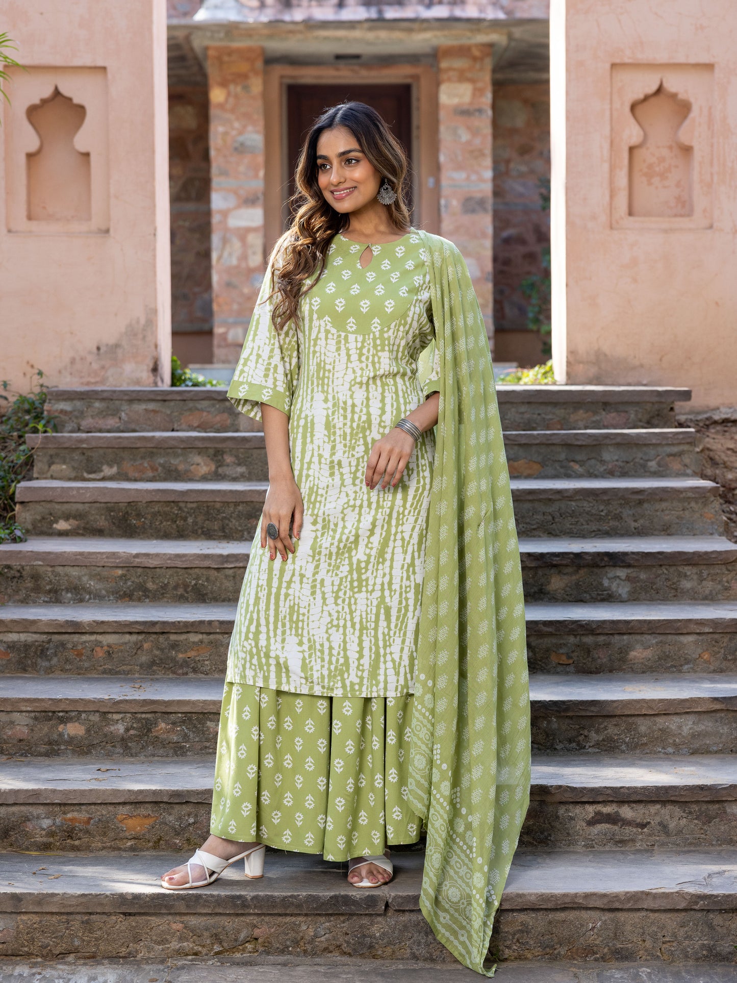 Viscose Tie-Dye Green Kurta