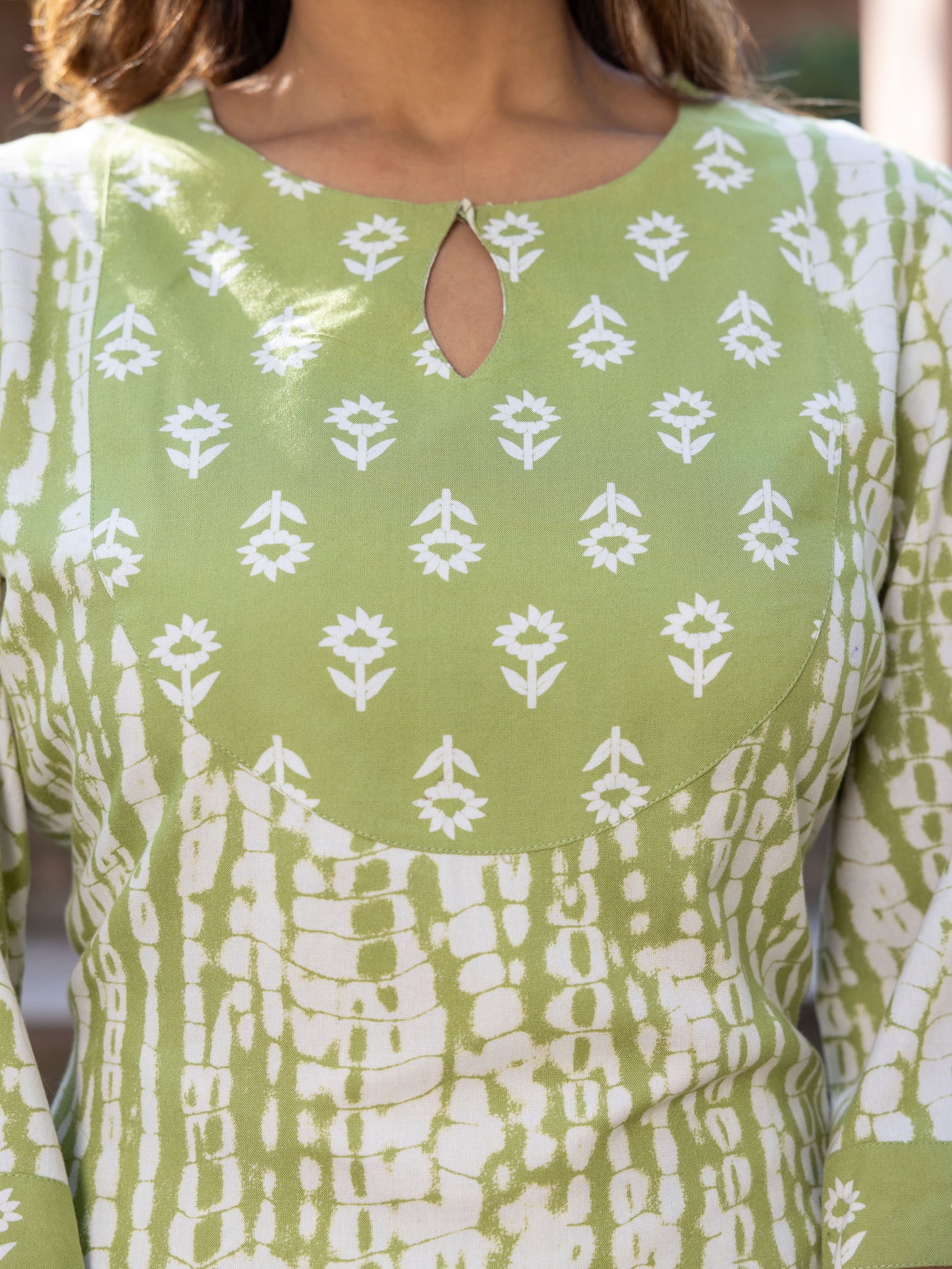 Viscose Tie-Dye Green Kurta