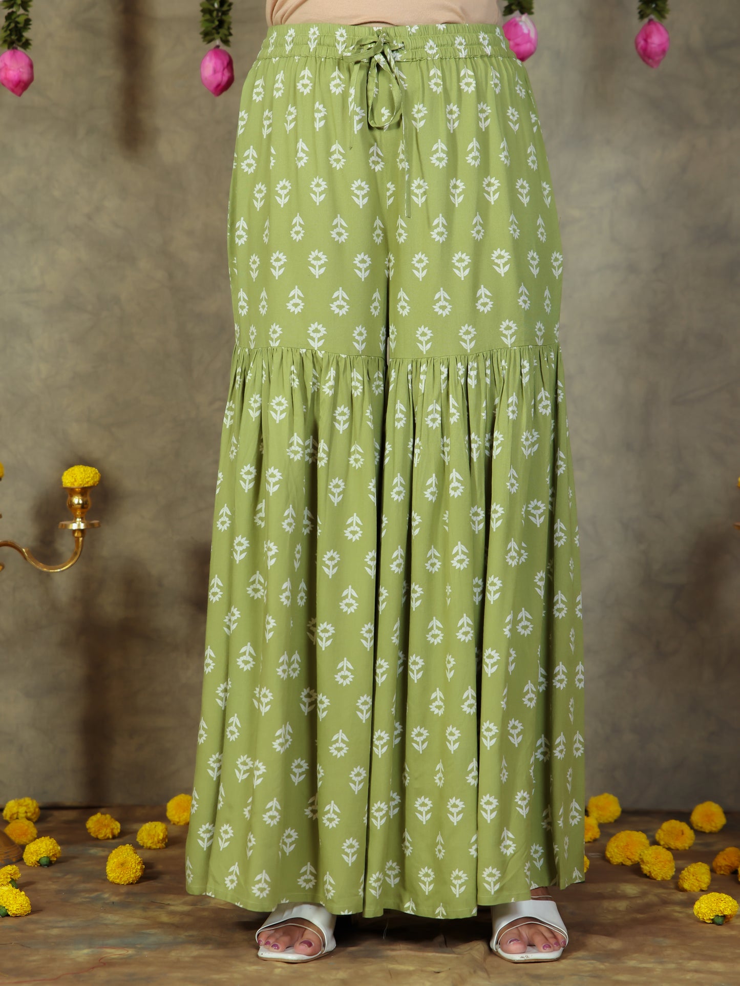 Viscose Tie-Dye Straight Green Kurta