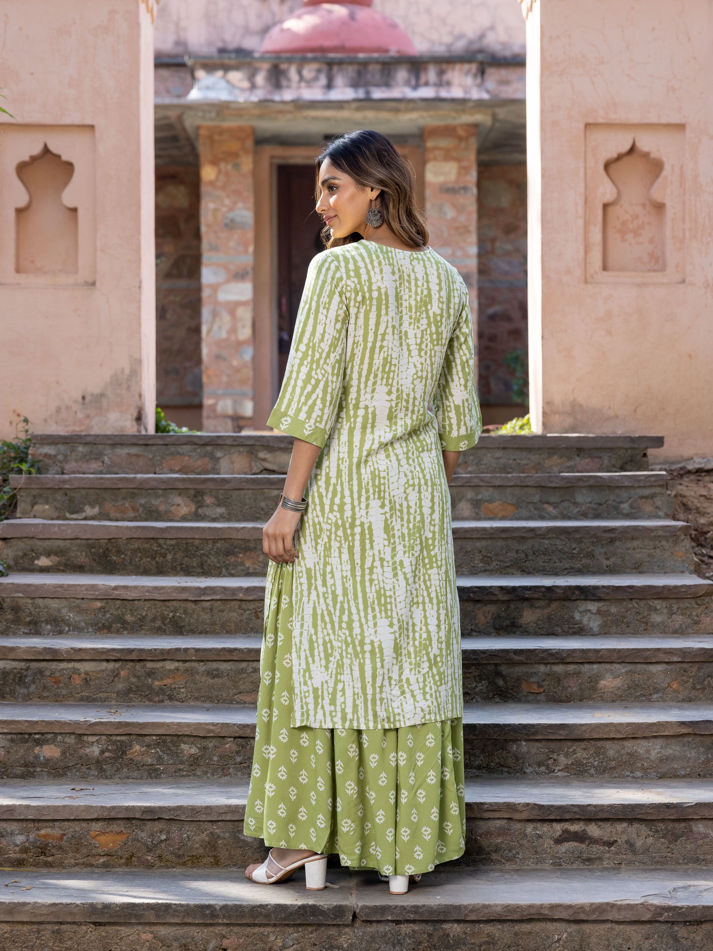 Viscose Tie-Dye Green Kurta