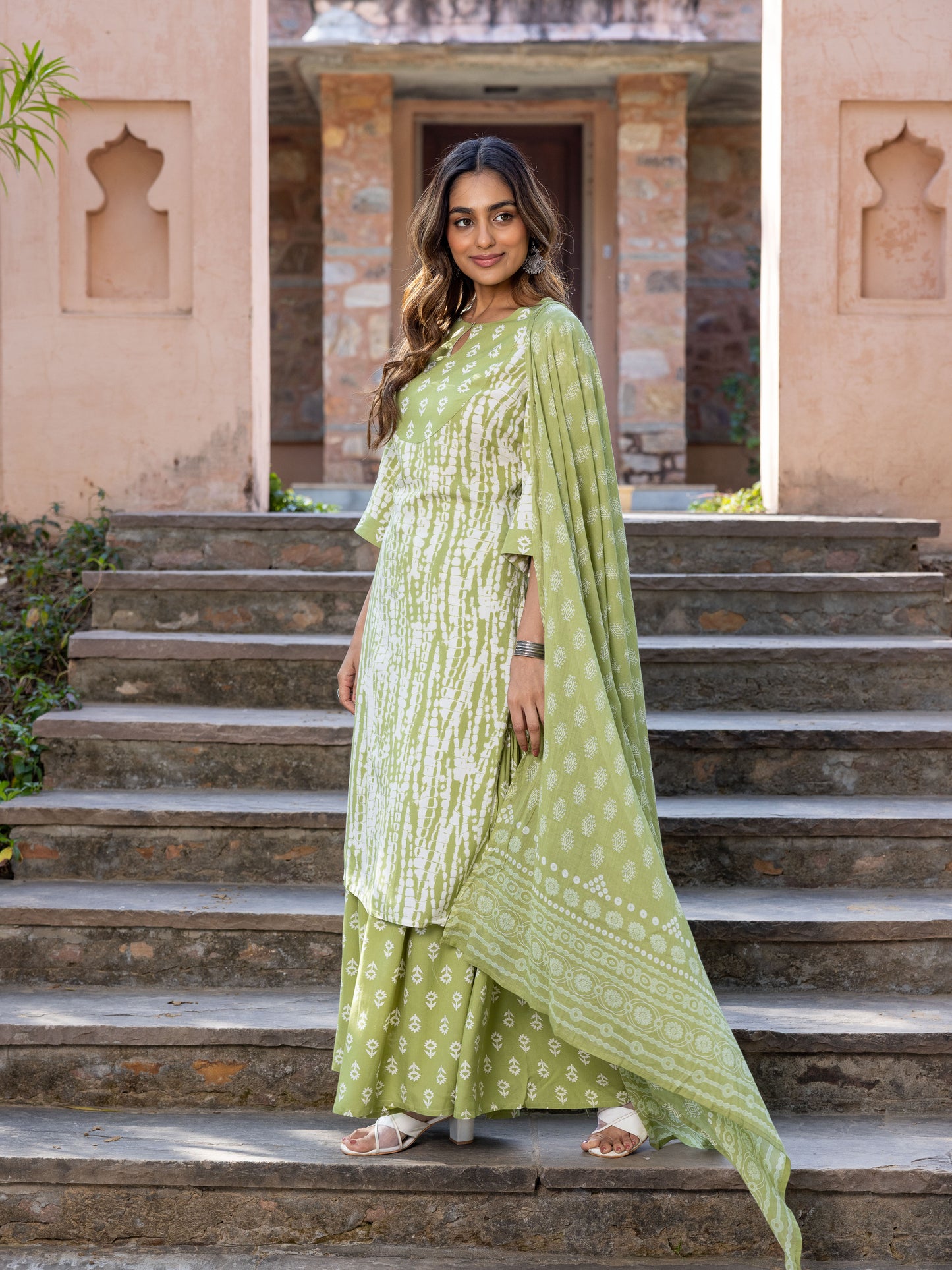 Viscose Tie-Dye Green Kurta
