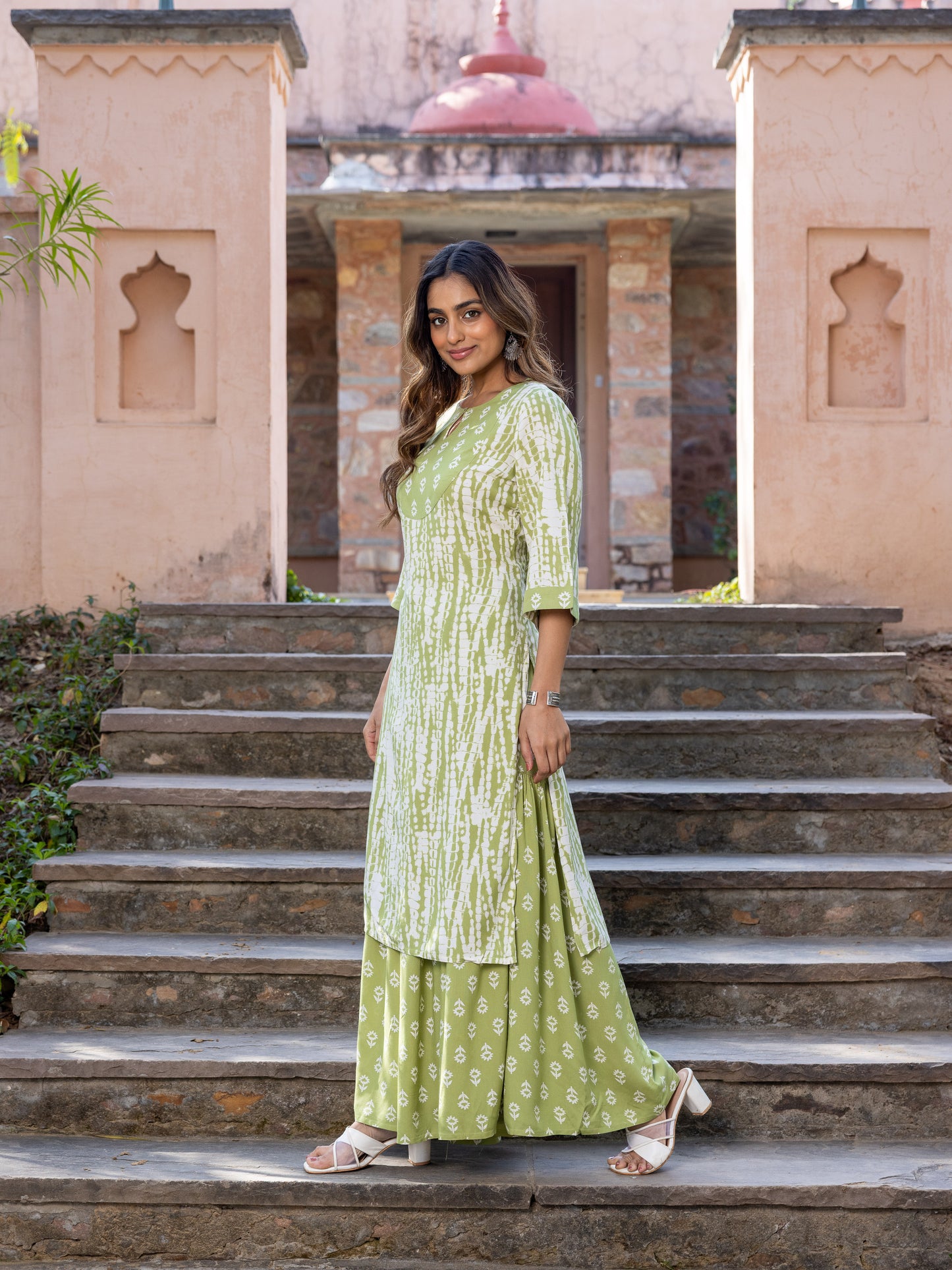 Viscose Tie-Dye Green Kurta