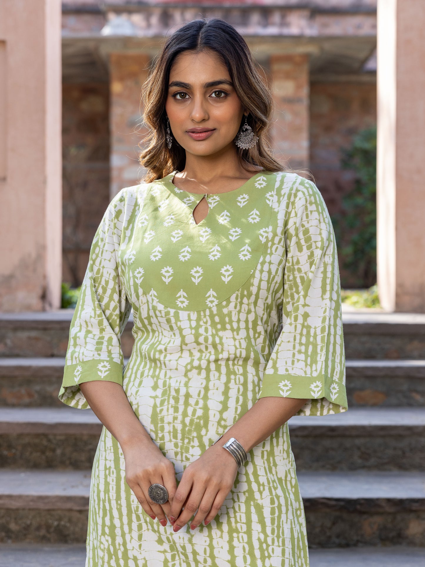Viscose Tie-Dye Green Kurta