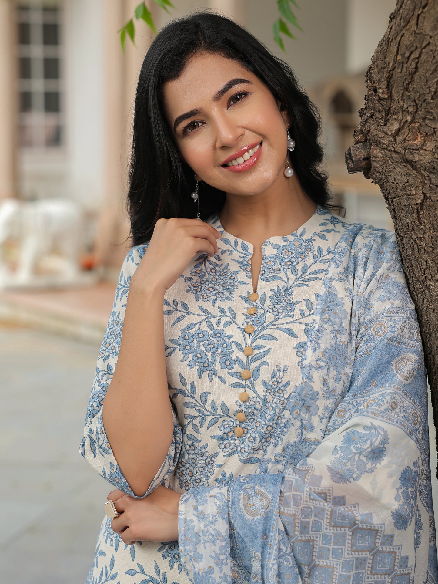 Linen Cotton Floral Kurta