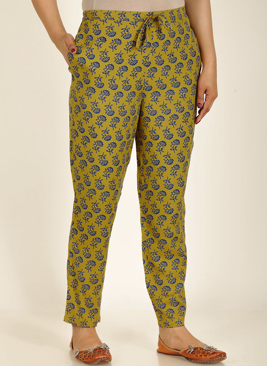Viscose Geometric High Low Yellow Kurta