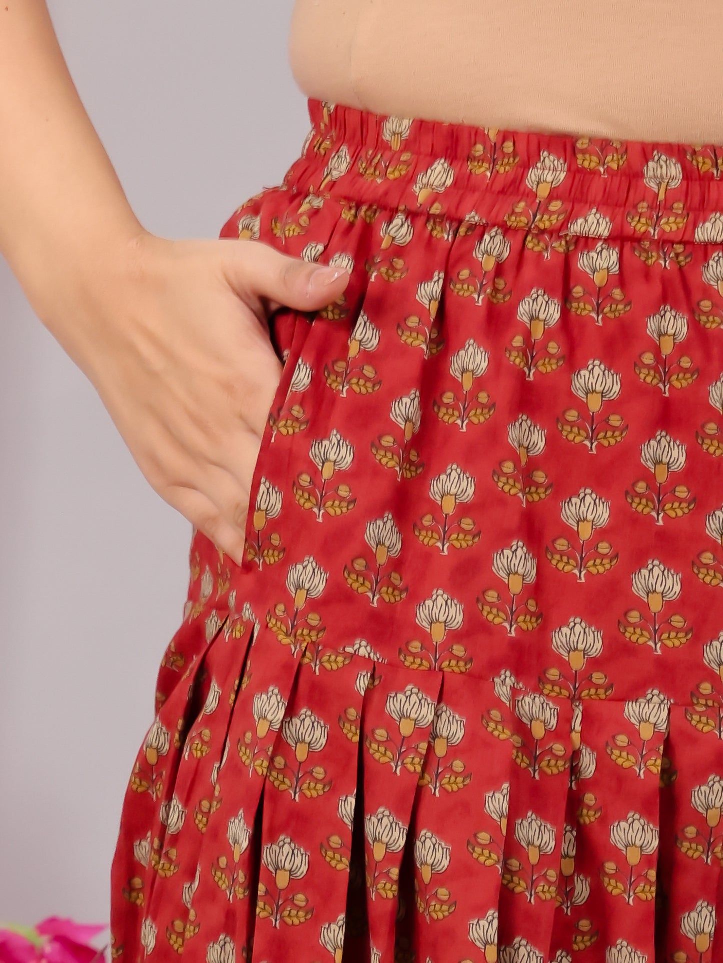 Soft Cotton Floral Red Salwar