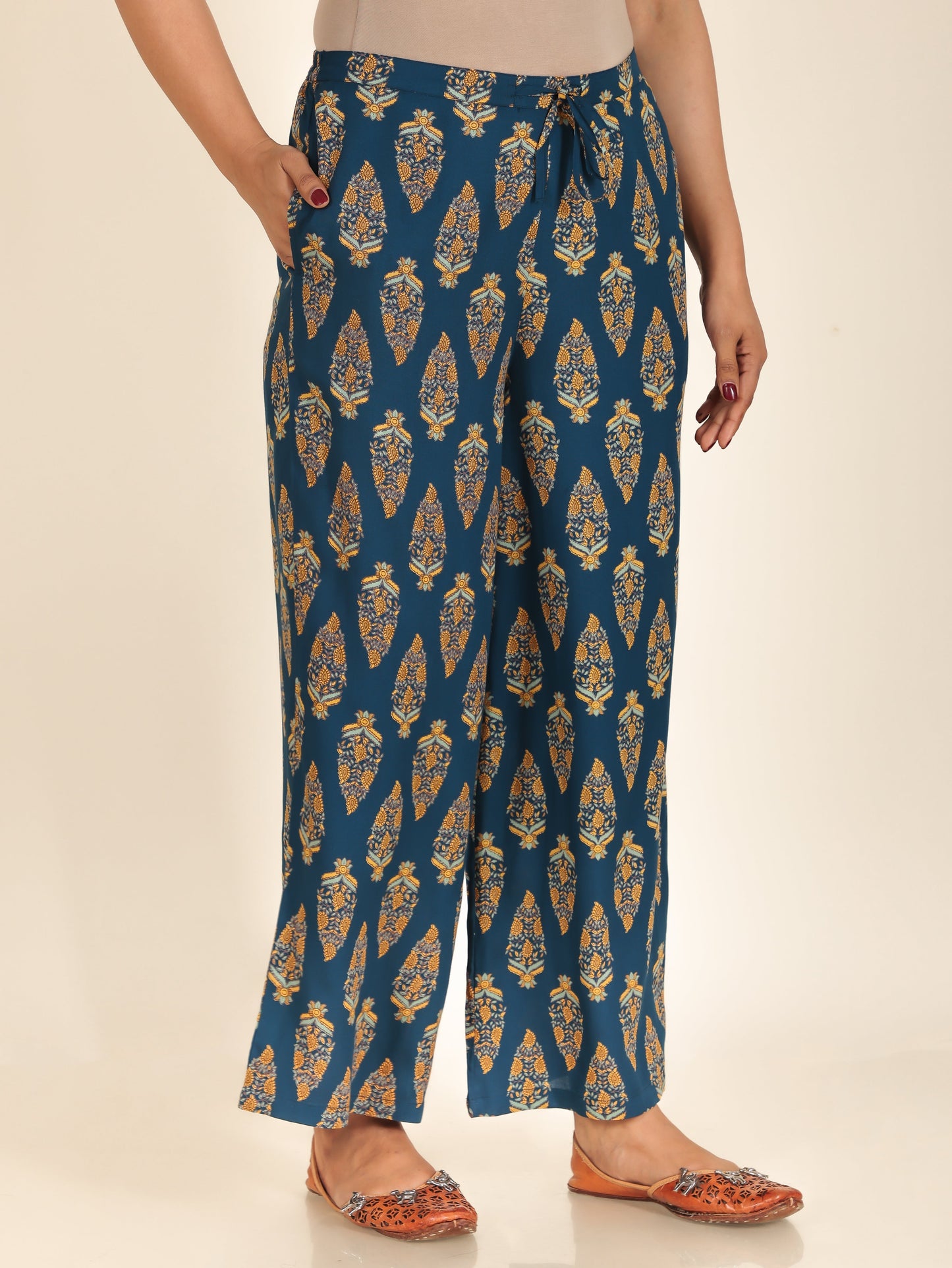 Viscose Floral Straight Blue Kurta