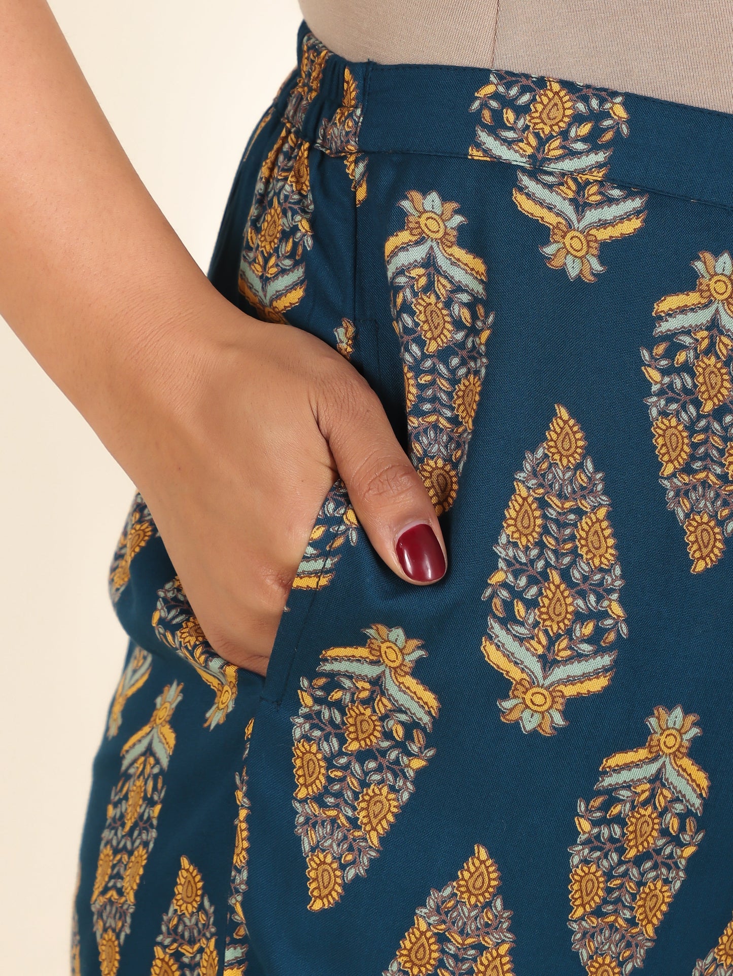 Viscose Floral Straight Blue Kurta