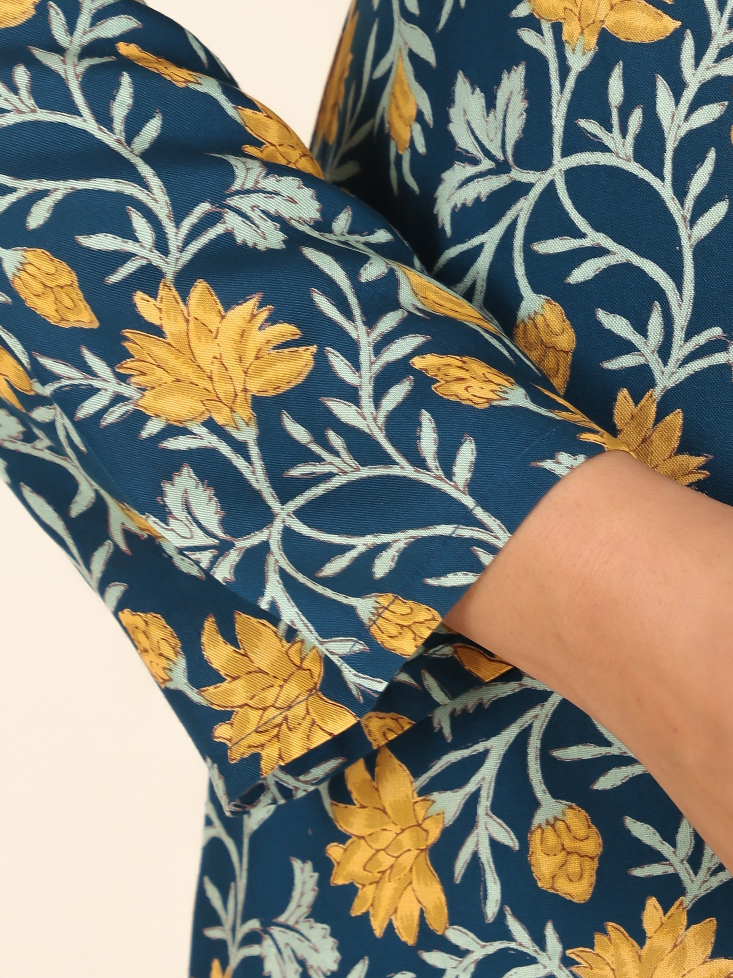 Viscose Floral Straight Blue Kurta