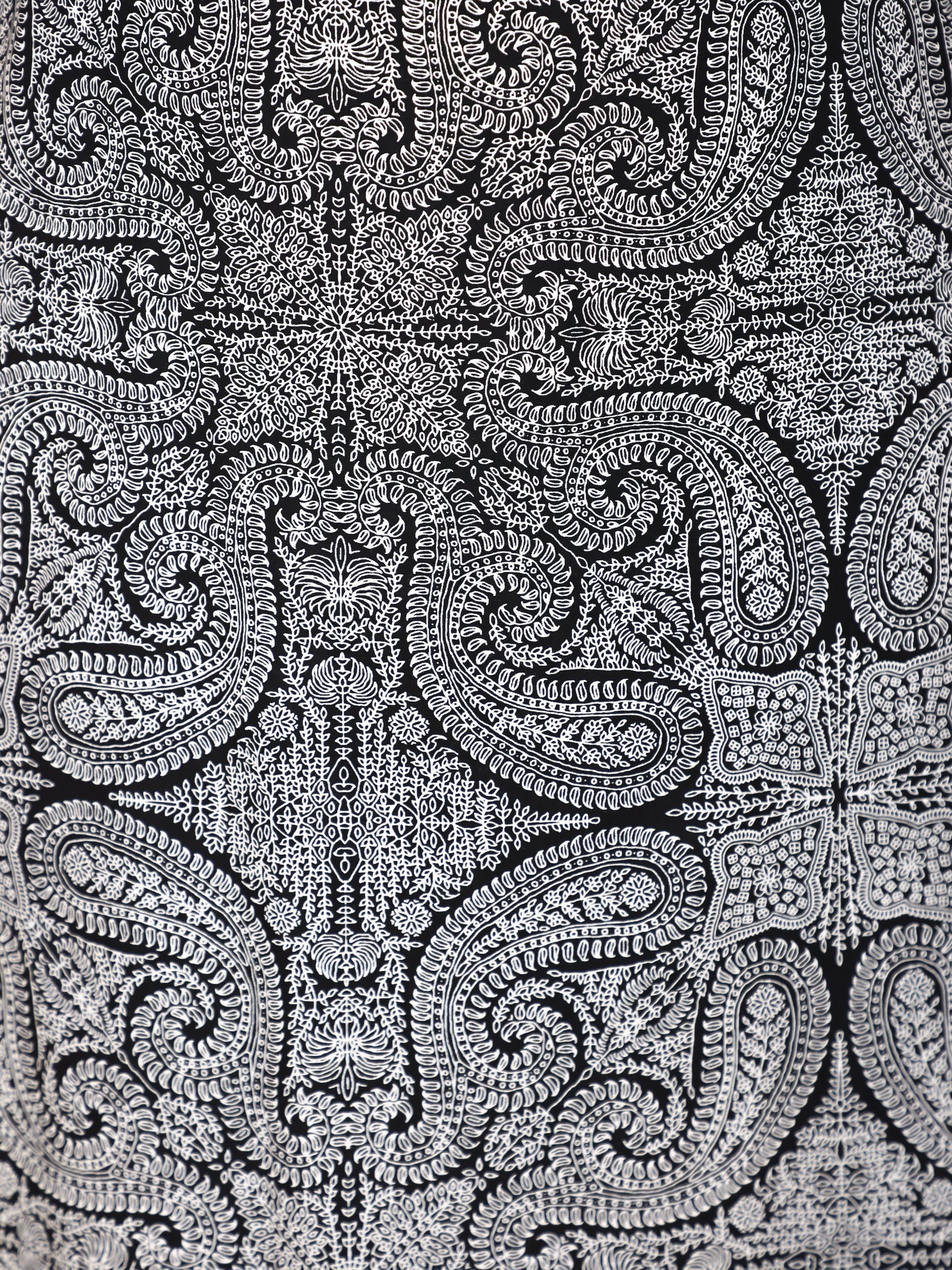 Soft Cotton Paisley Straight Black Kurta