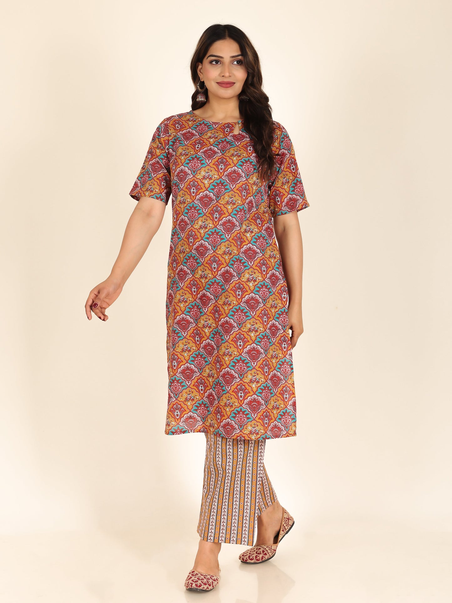 Soft Cotton Geometric Kurta