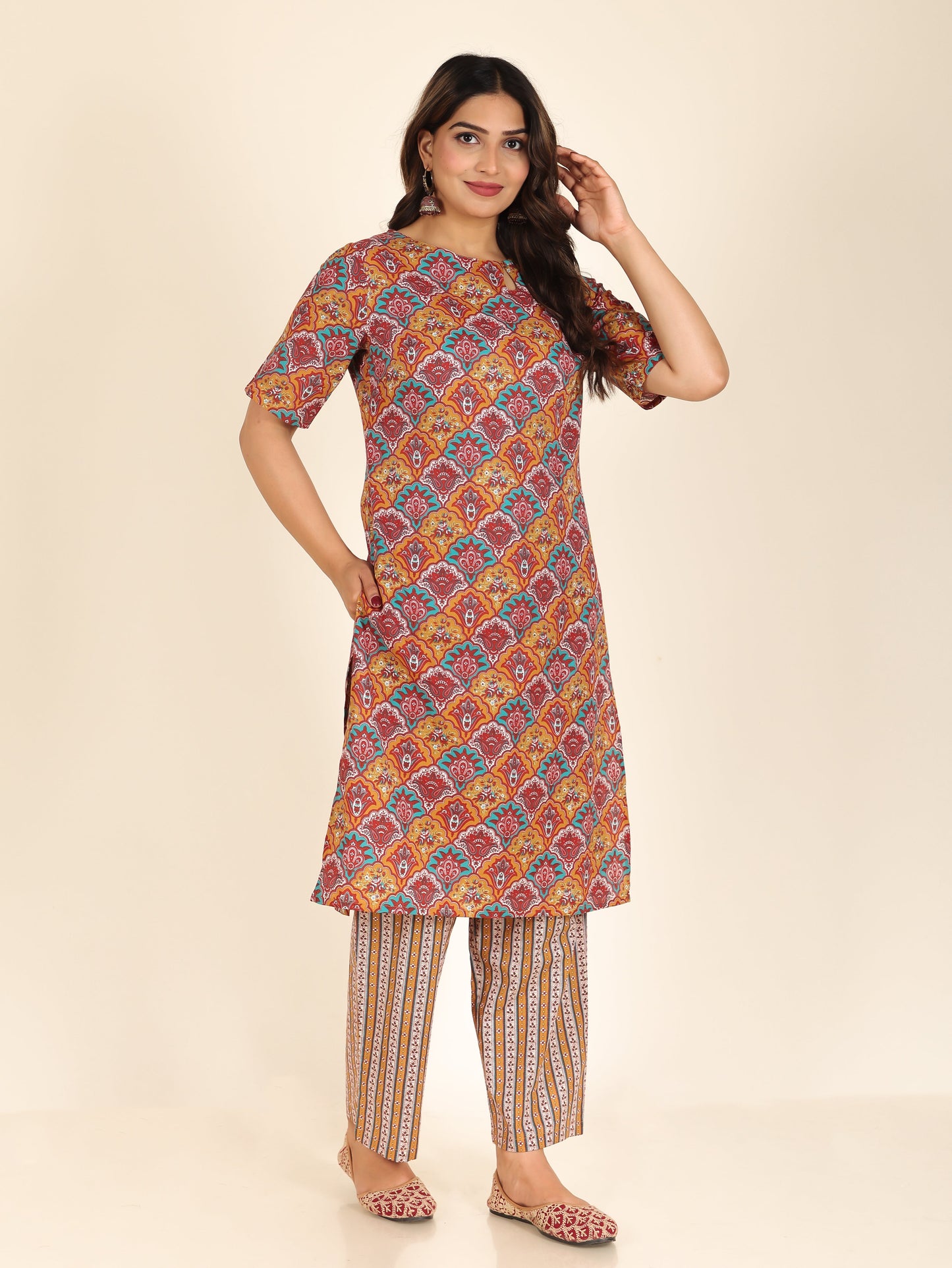 Soft Cotton Geometric Kurta