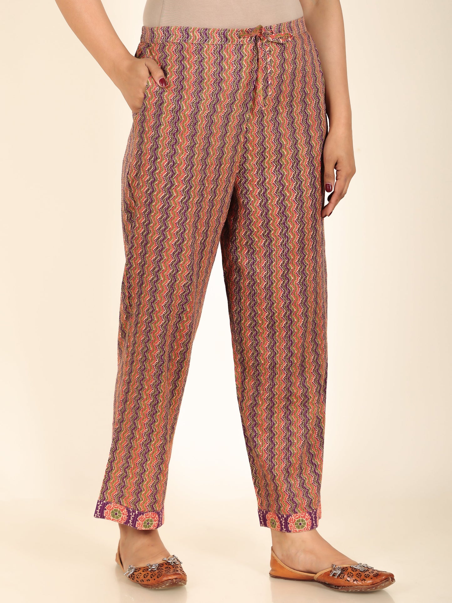 Kantha Cotton Chevron Pant