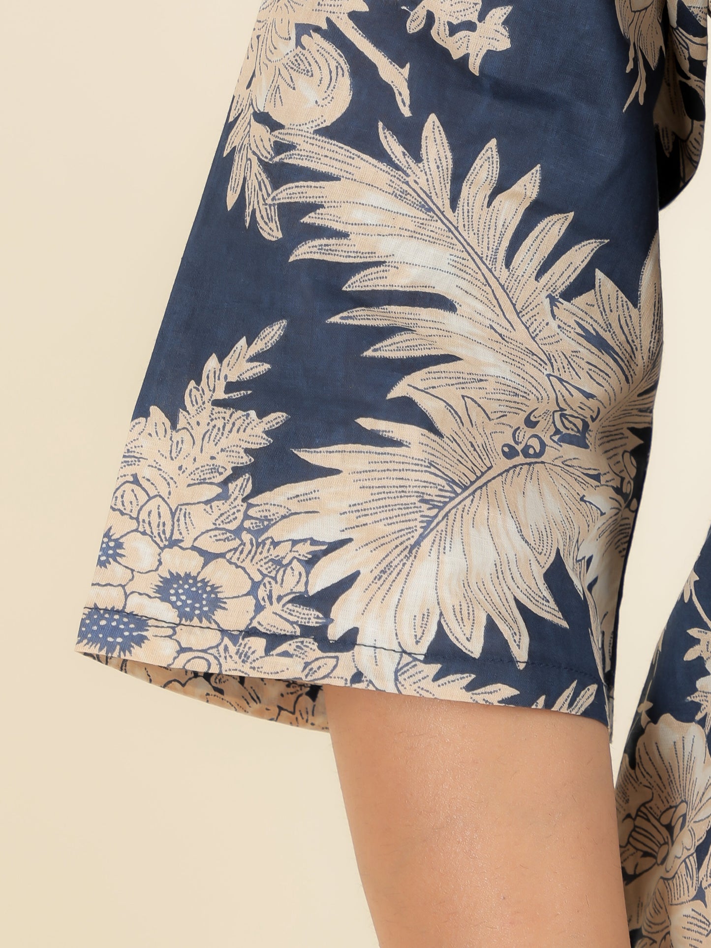 Soft Cotton Floral Straight Blue Kurta