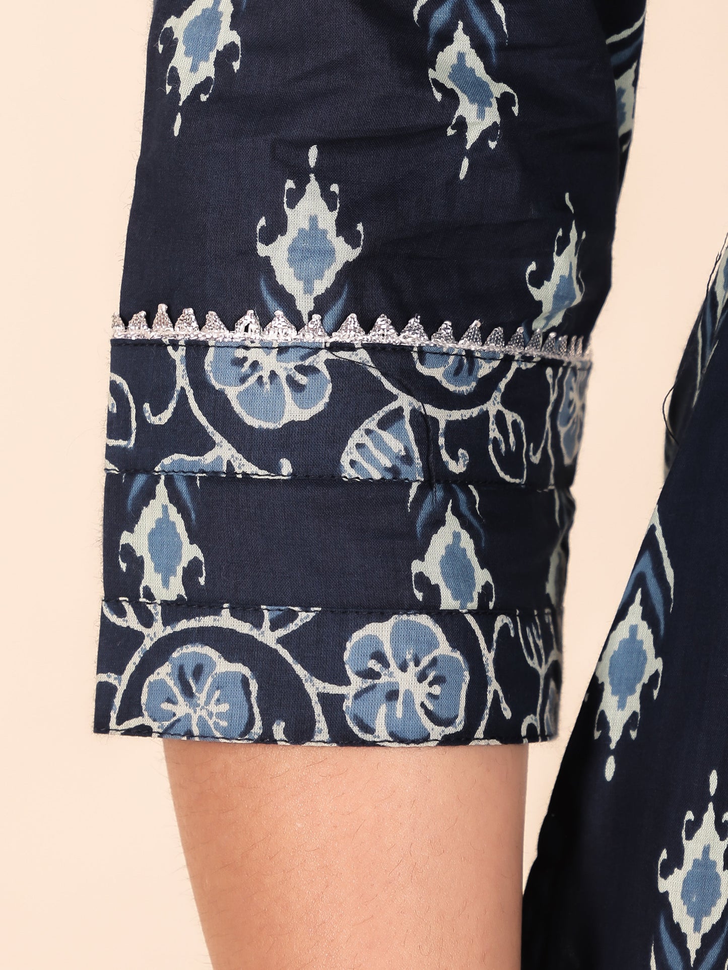 Soft Cotton Ikat Straight Blue Kurta