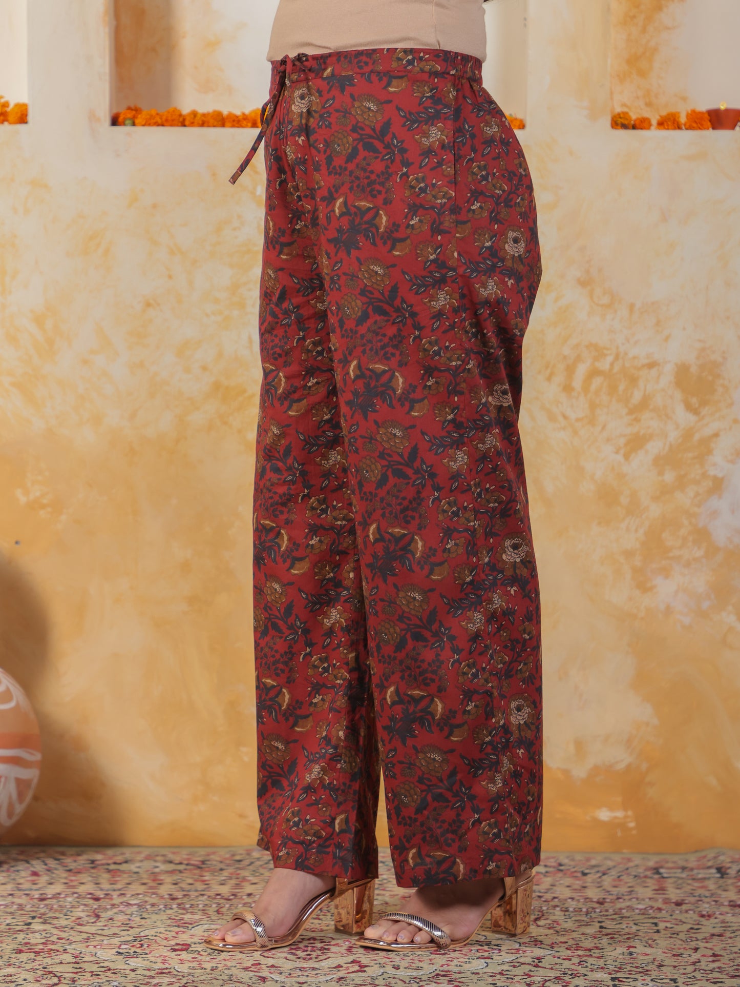 Embroidered Soft Cotton Floral Straight Maroon Kurta