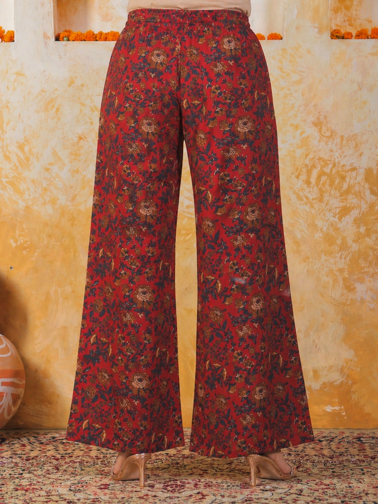 Soft Cotton Floral Maroon Palazzo