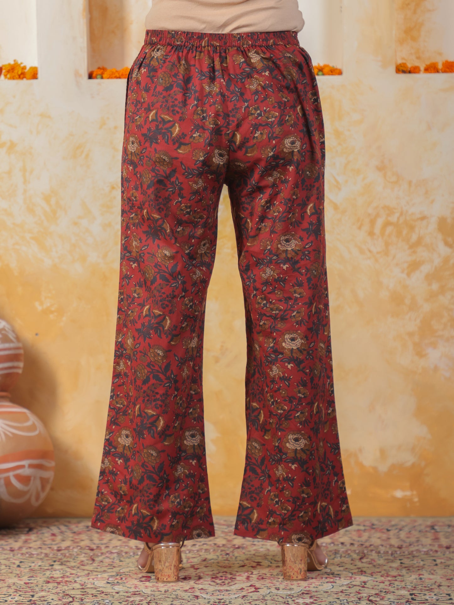 Embroidered Soft Cotton Floral Straight Maroon Kurta