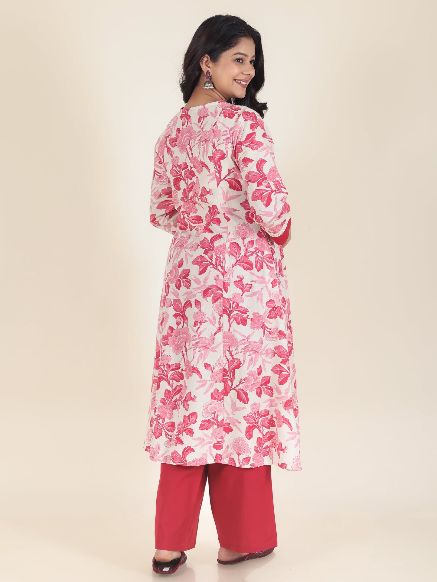 Linen Cotton Floral Kurta