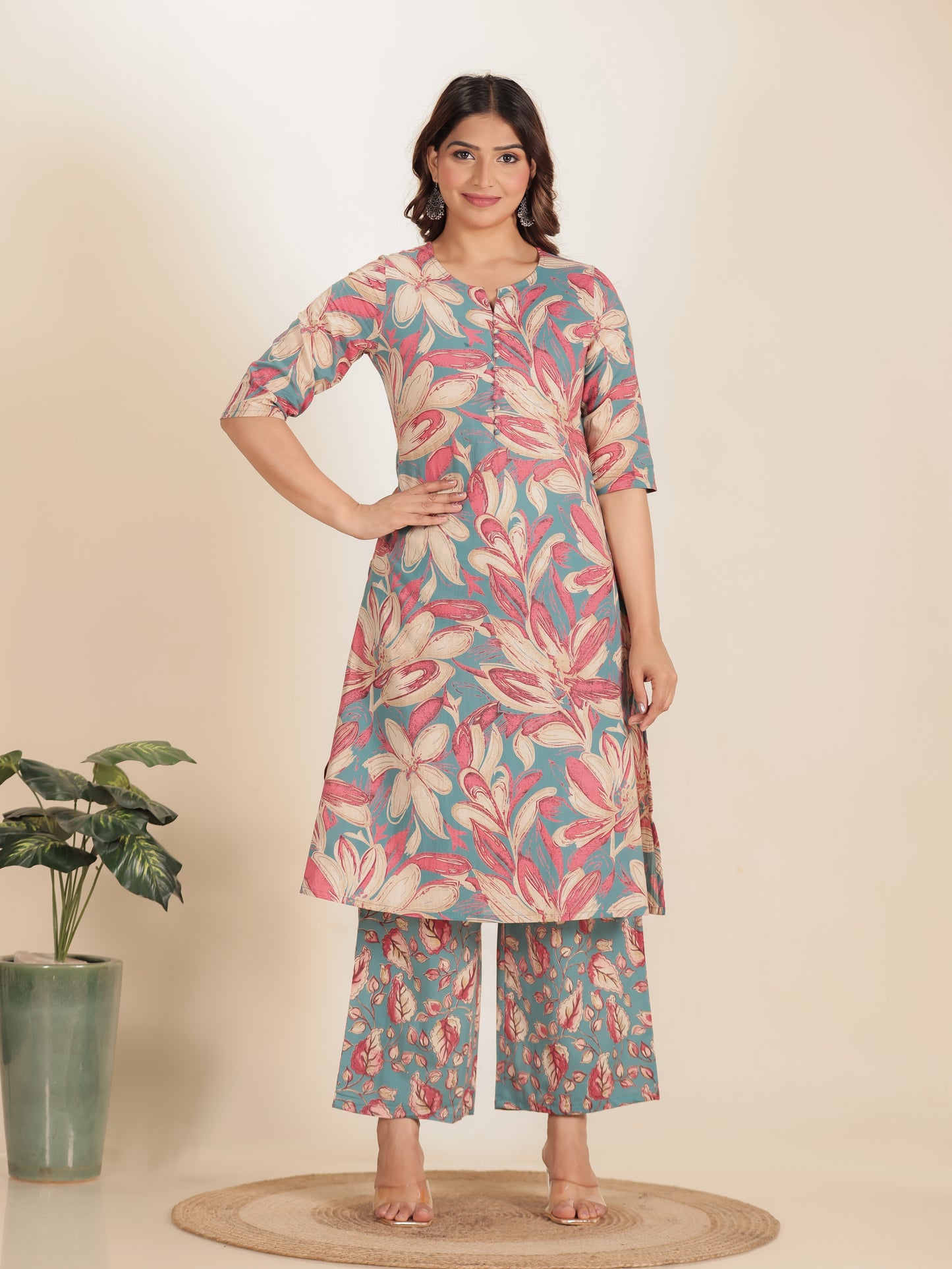 Soft Cotton Floral Kurta