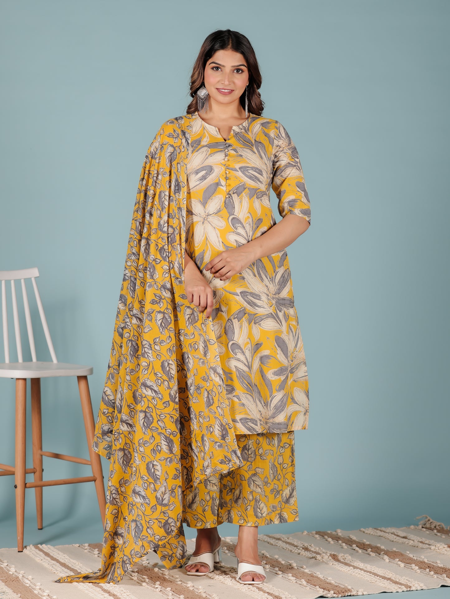 Soft Cotton Floral Kurta