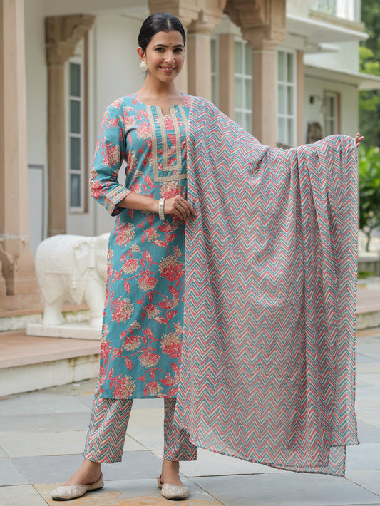 Voile Cotton Chevron Multicolor Dupatta