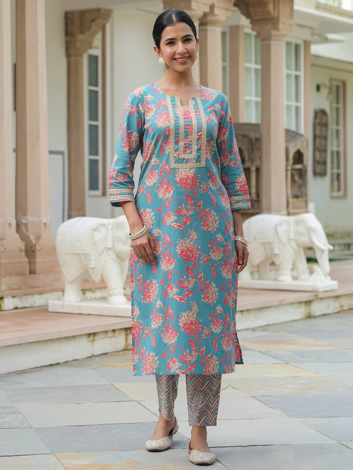 Soft Cotton Floral Kurta