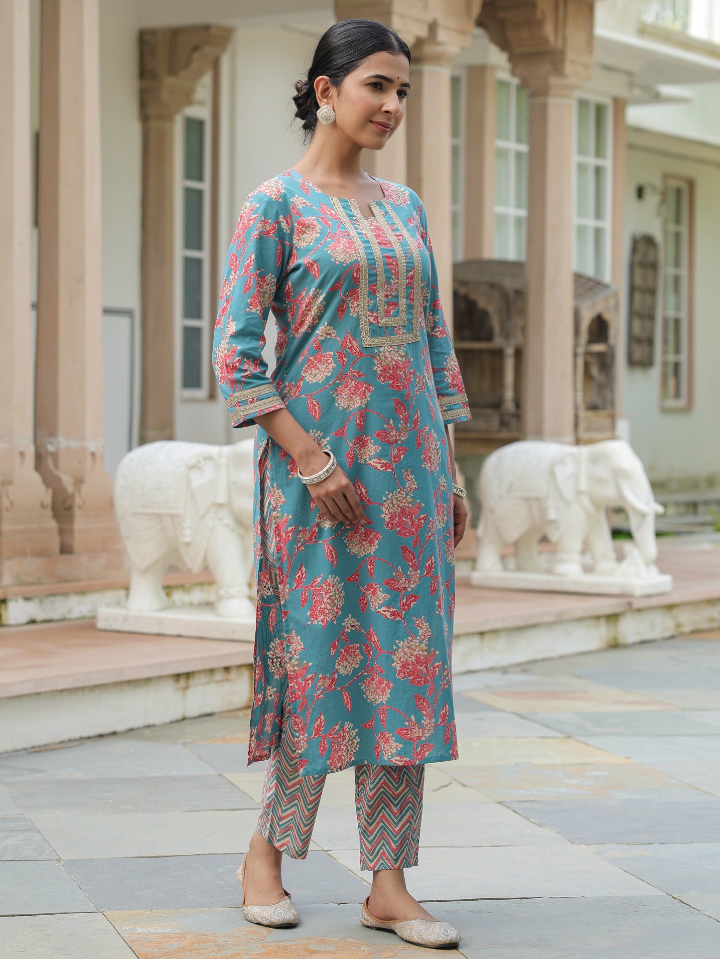 Soft Cotton Floral Kurta