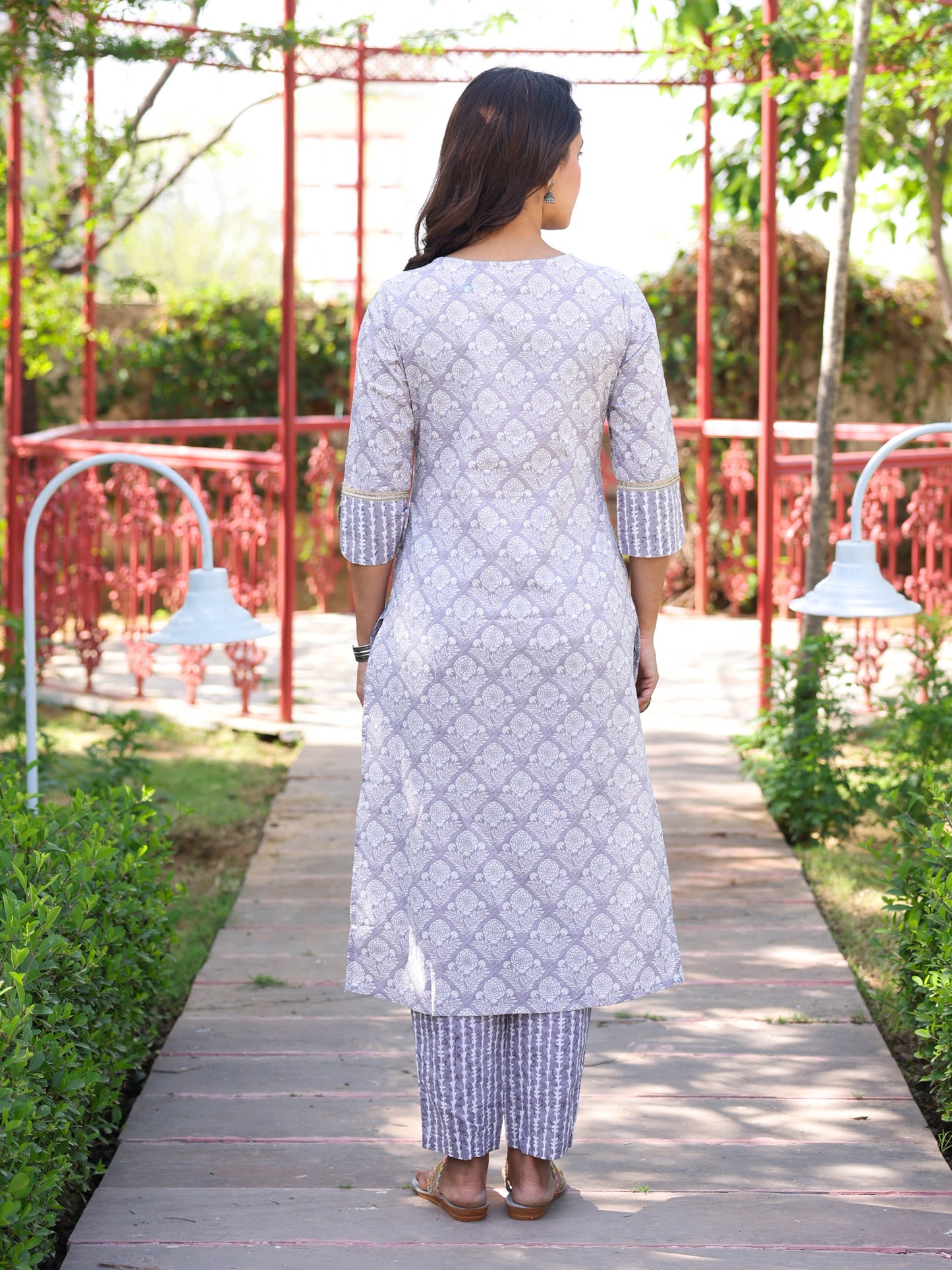Soft Cotton Floral Straight Beige Kurta