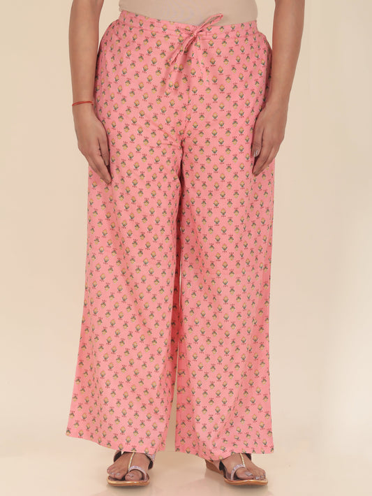 Soft Cotton Floral Pink Palazzo