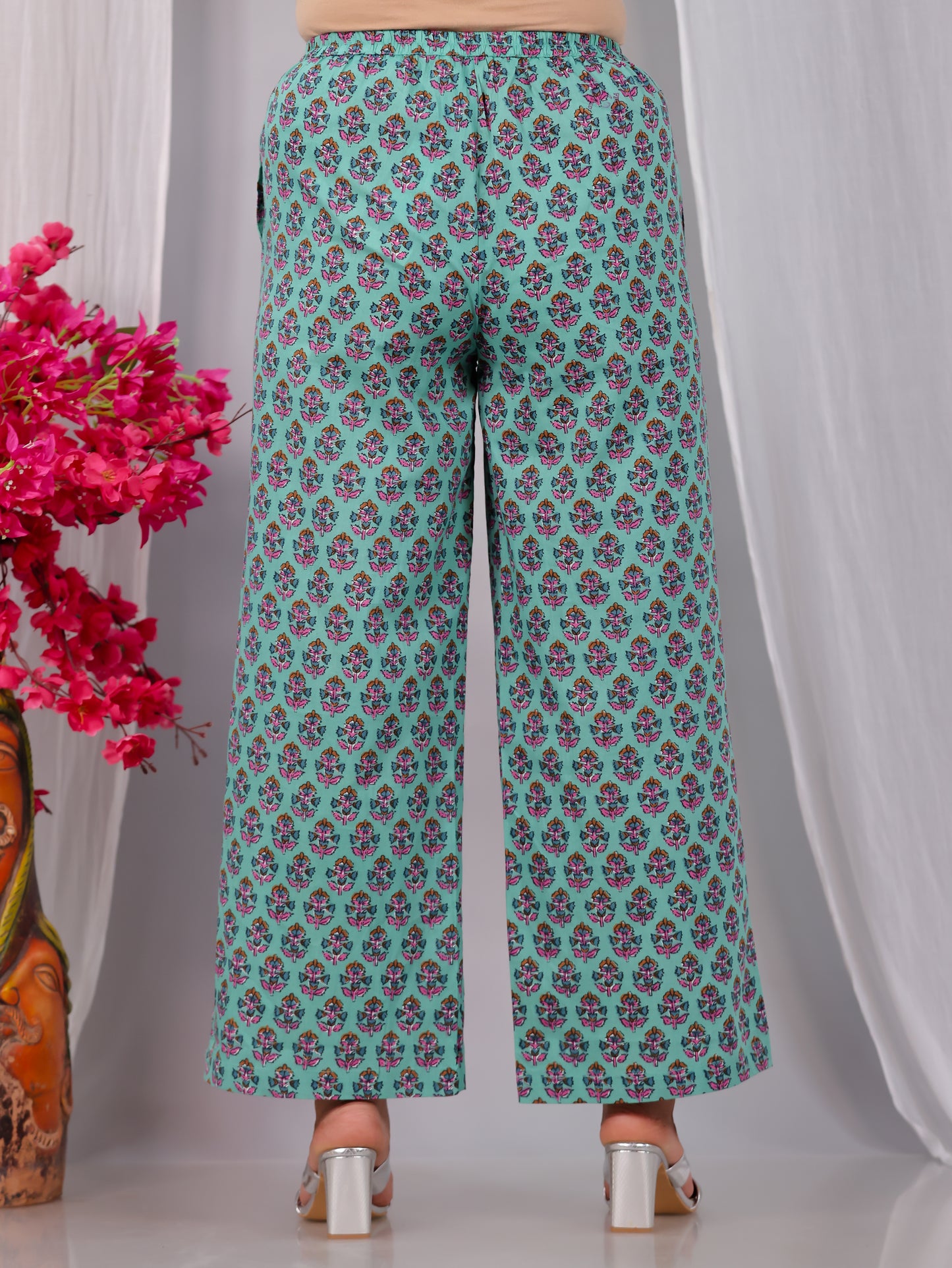 Soft Cotton Floral Anarkali Green Kurta