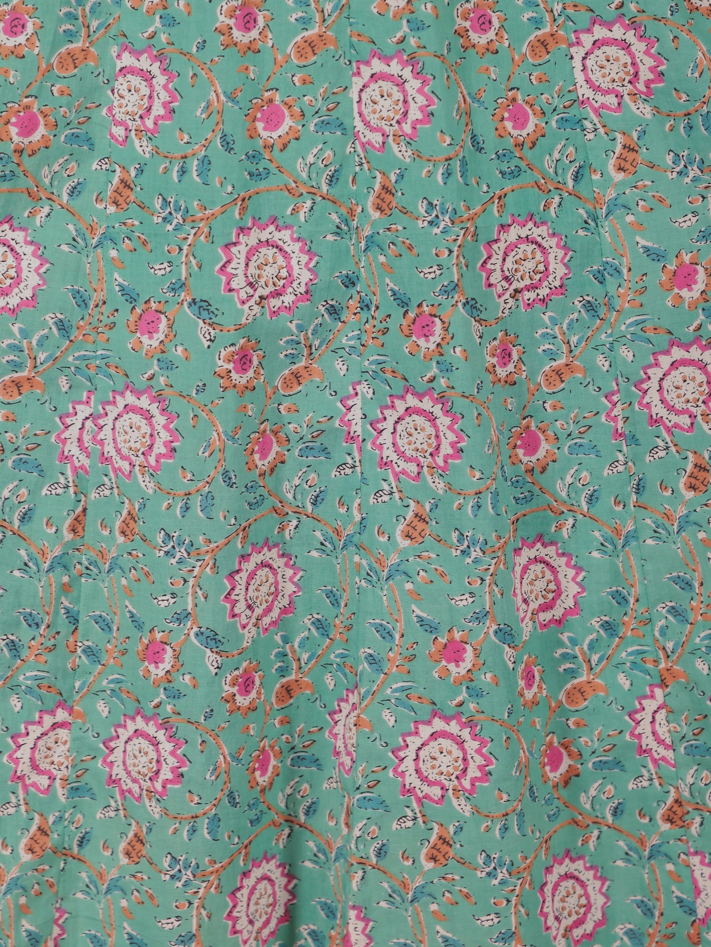 Soft Cotton Floral Anarkali Green Kurta