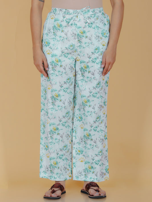 Lurex Cotton Floral Pant