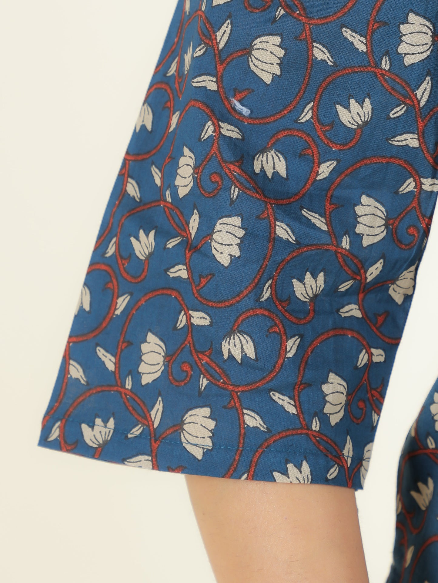 Soft Cotton Floral Straight Blue Kurta