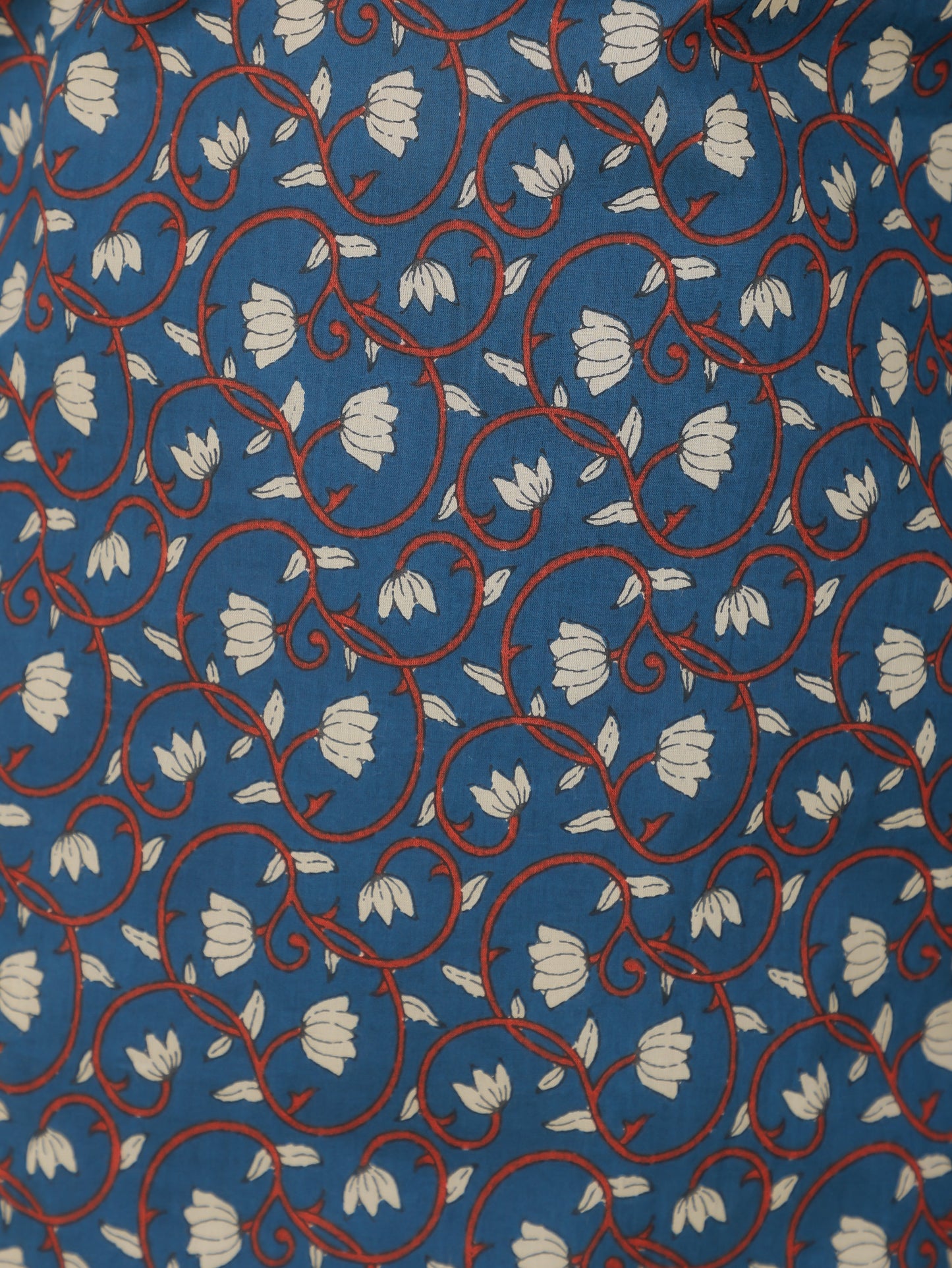Soft Cotton Floral Straight Blue Kurta