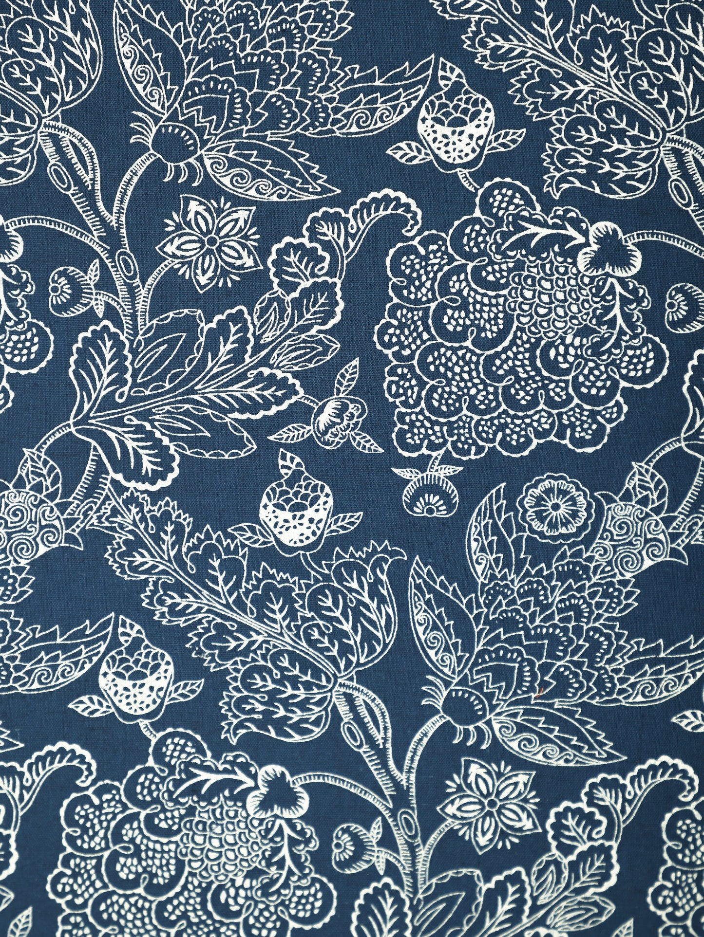 Linen Cotton Floral Straight Blue Kurta