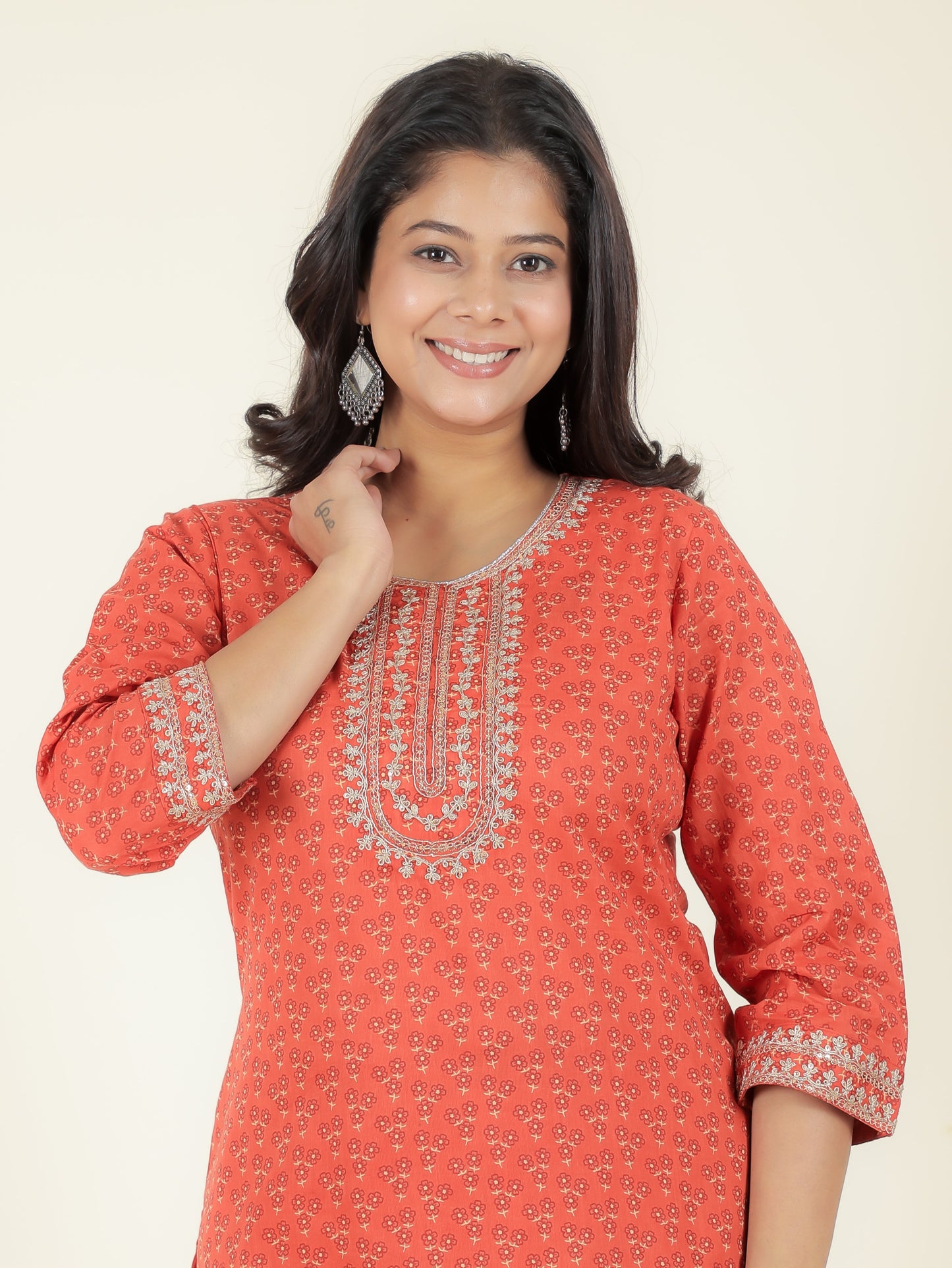 Blend Cotton Floral Kurta