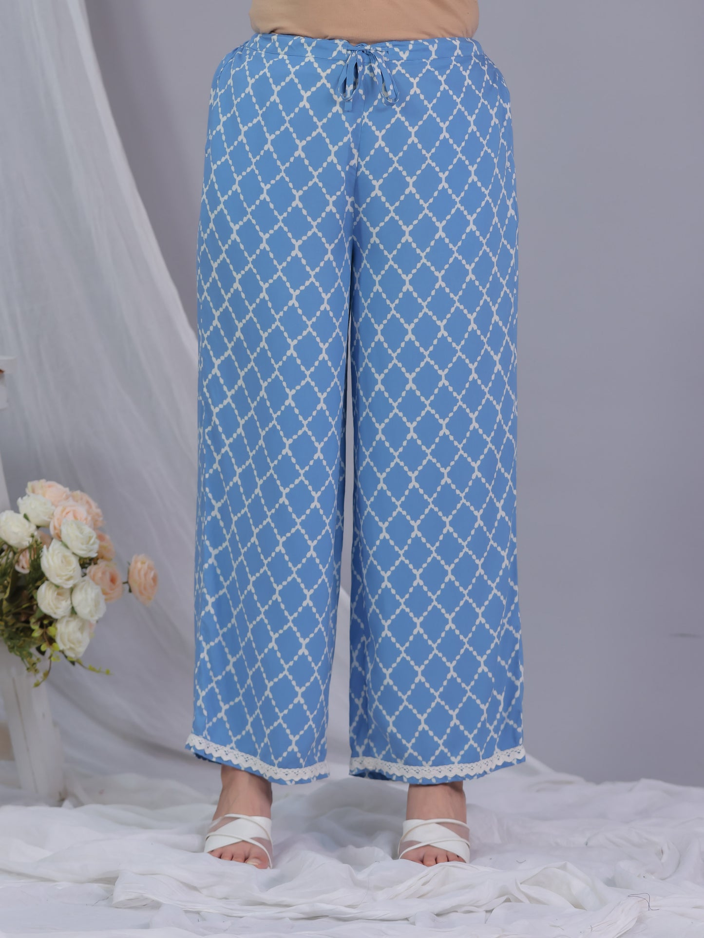 Viscose Geometric Blue Palazzo