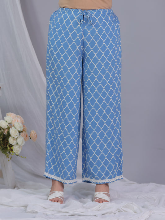 Viscose Geometric Blue Palazzo