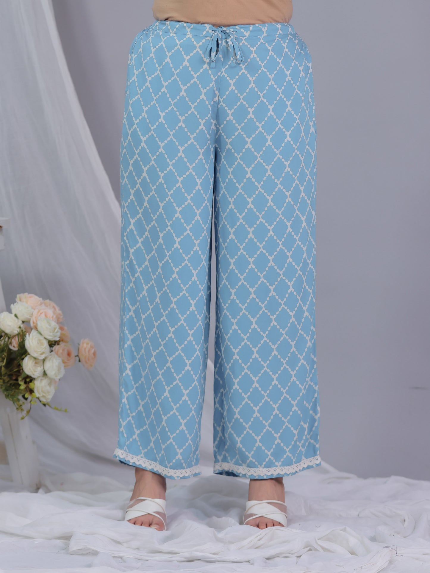 Viscose Geometric Blue Palazzo