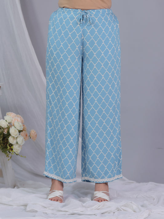 Viscose Geometric Blue Palazzo