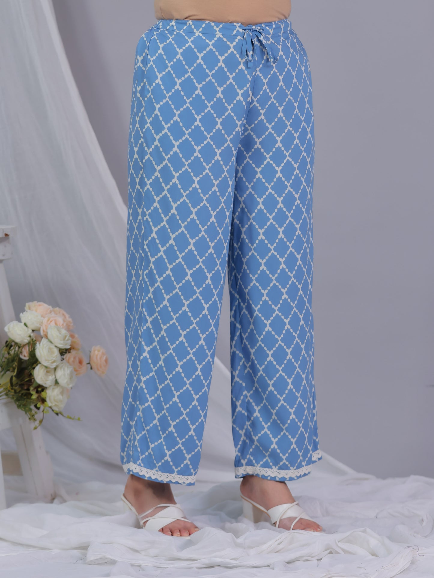 Viscose Geometric Blue Palazzo