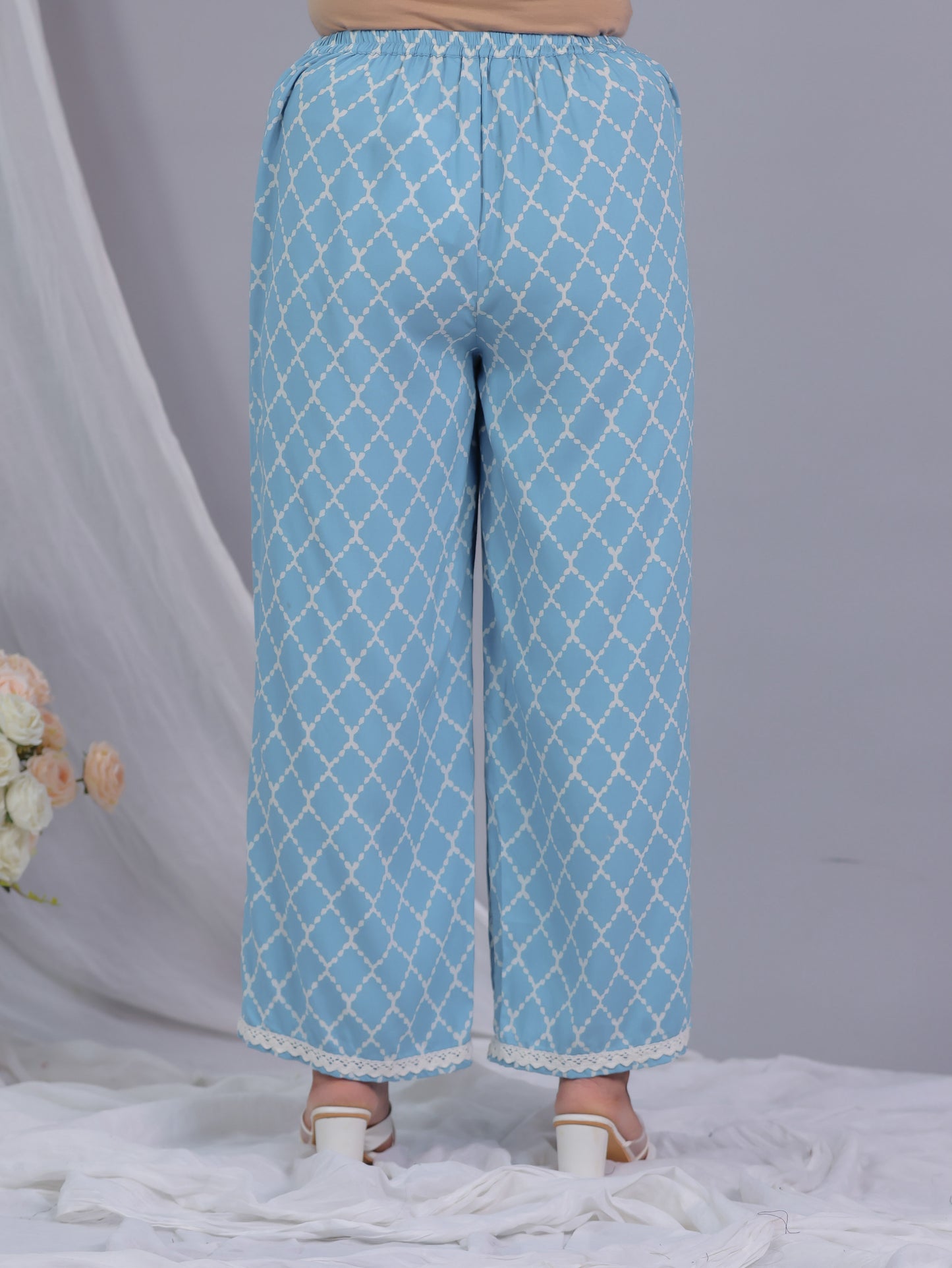 Viscose Geometric Blue Palazzo
