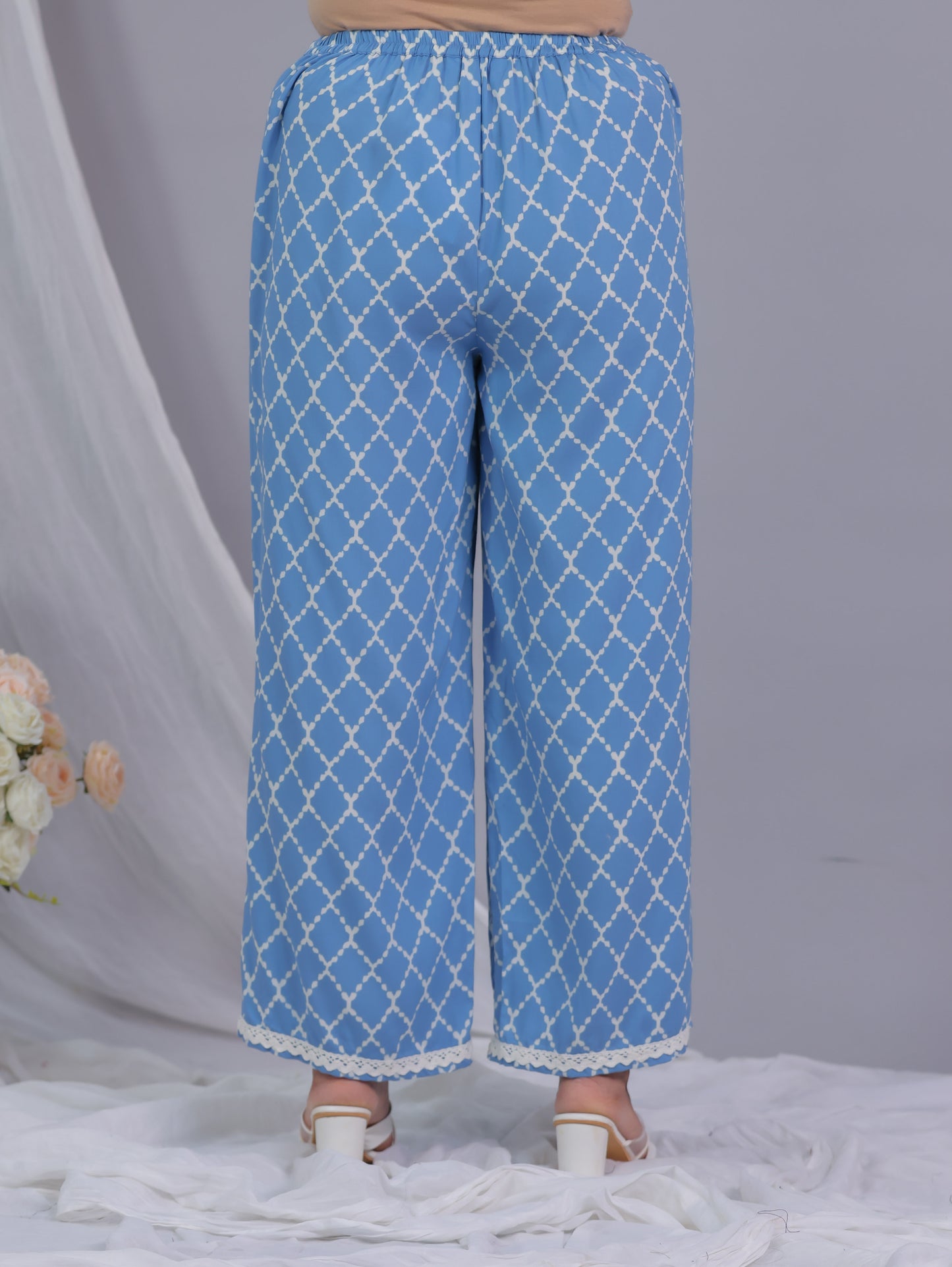 Viscose Geometric Blue Palazzo