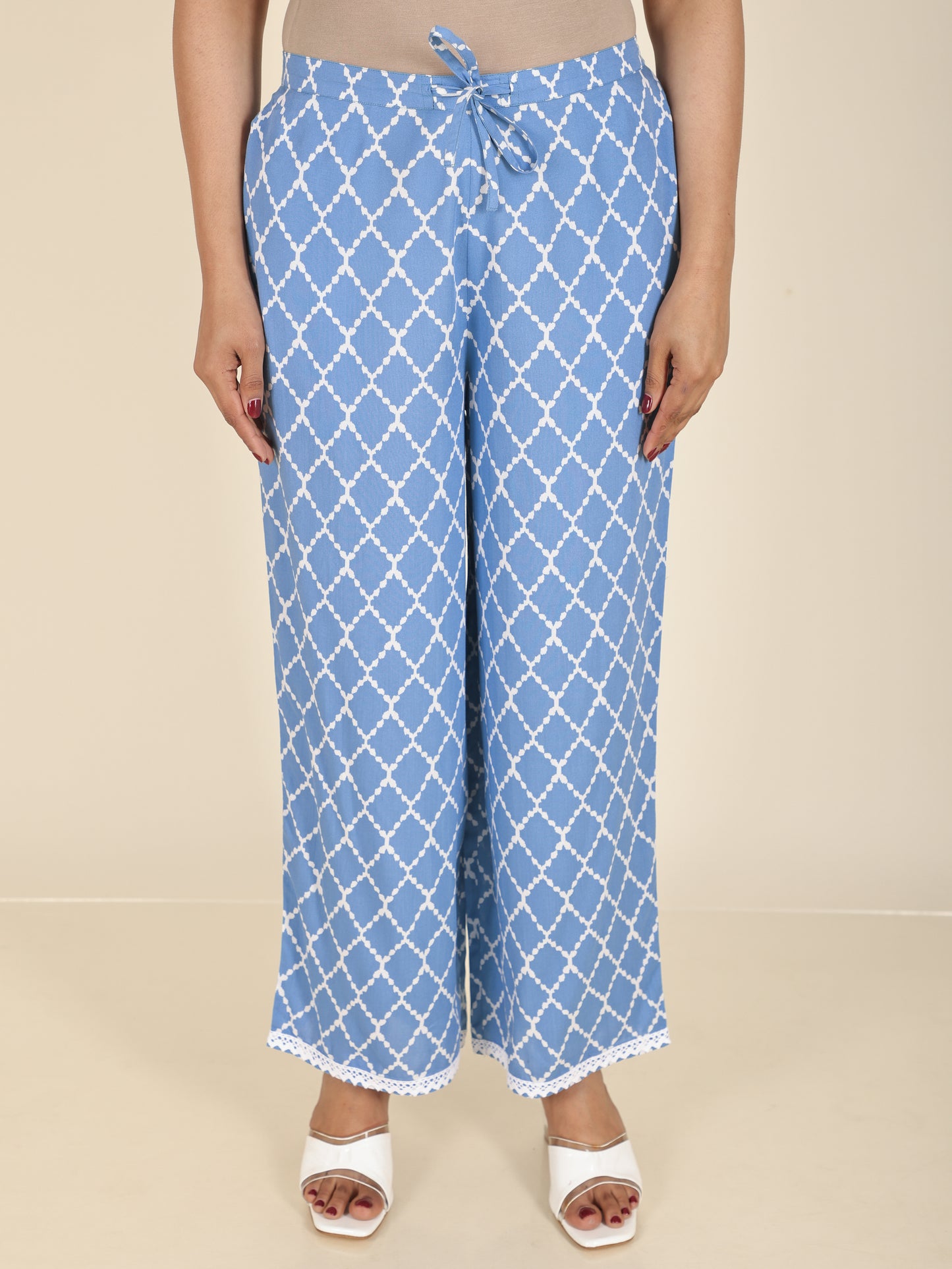 Viscose Ikat Anarkali Blue Kurta