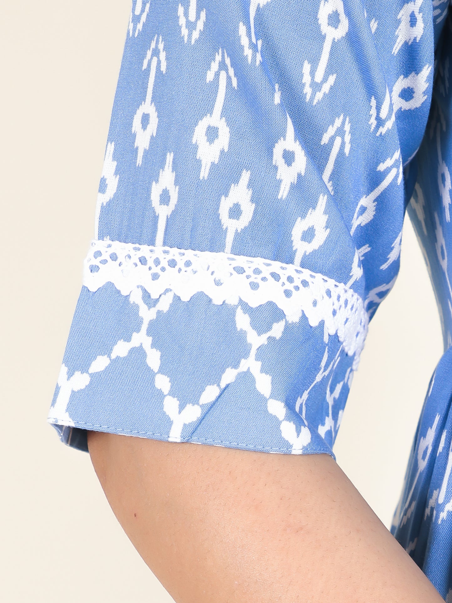 Viscose Ikat Anarkali Blue Kurta