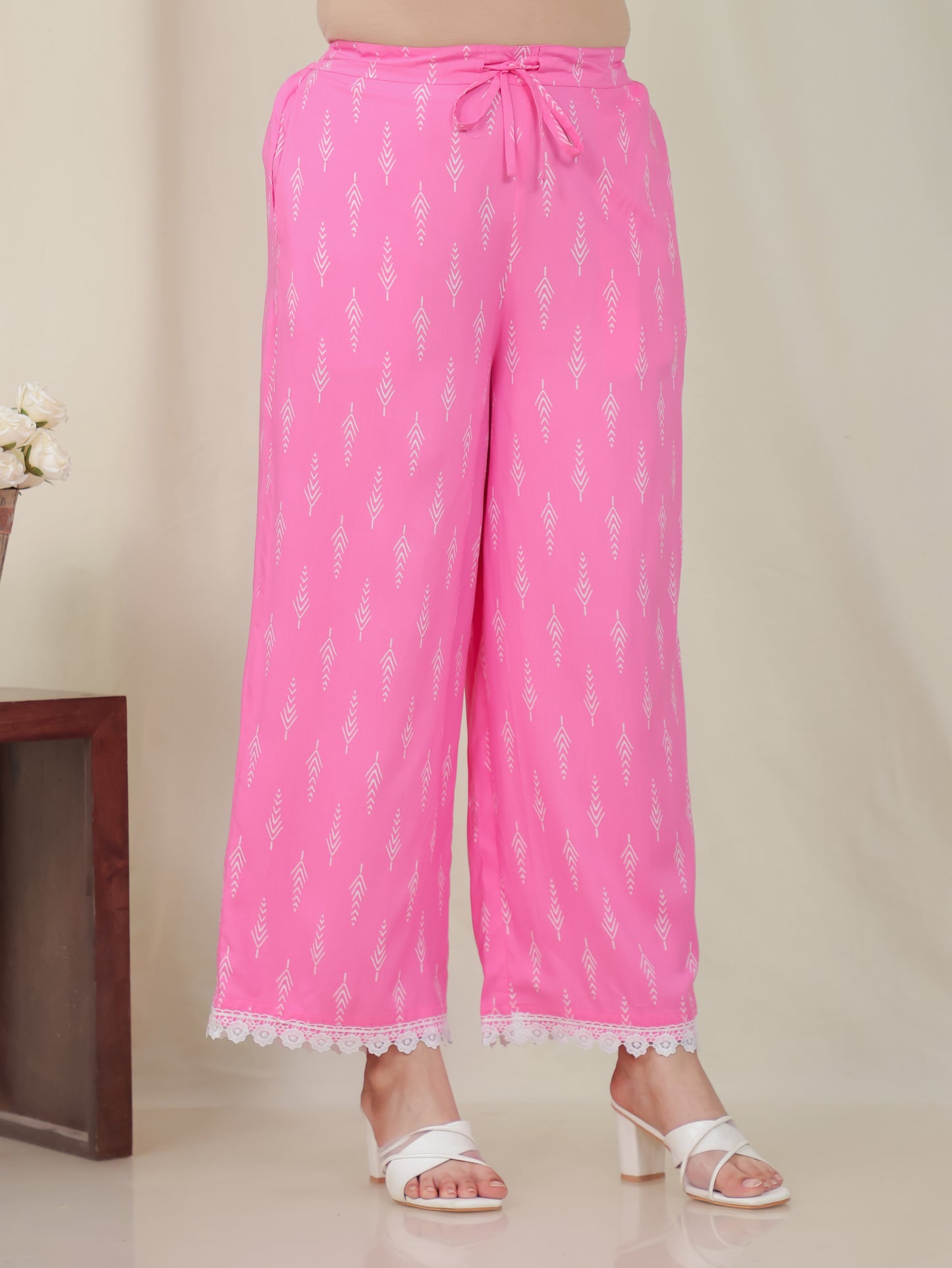 Viscose Geometric Panelled Pink Kurta