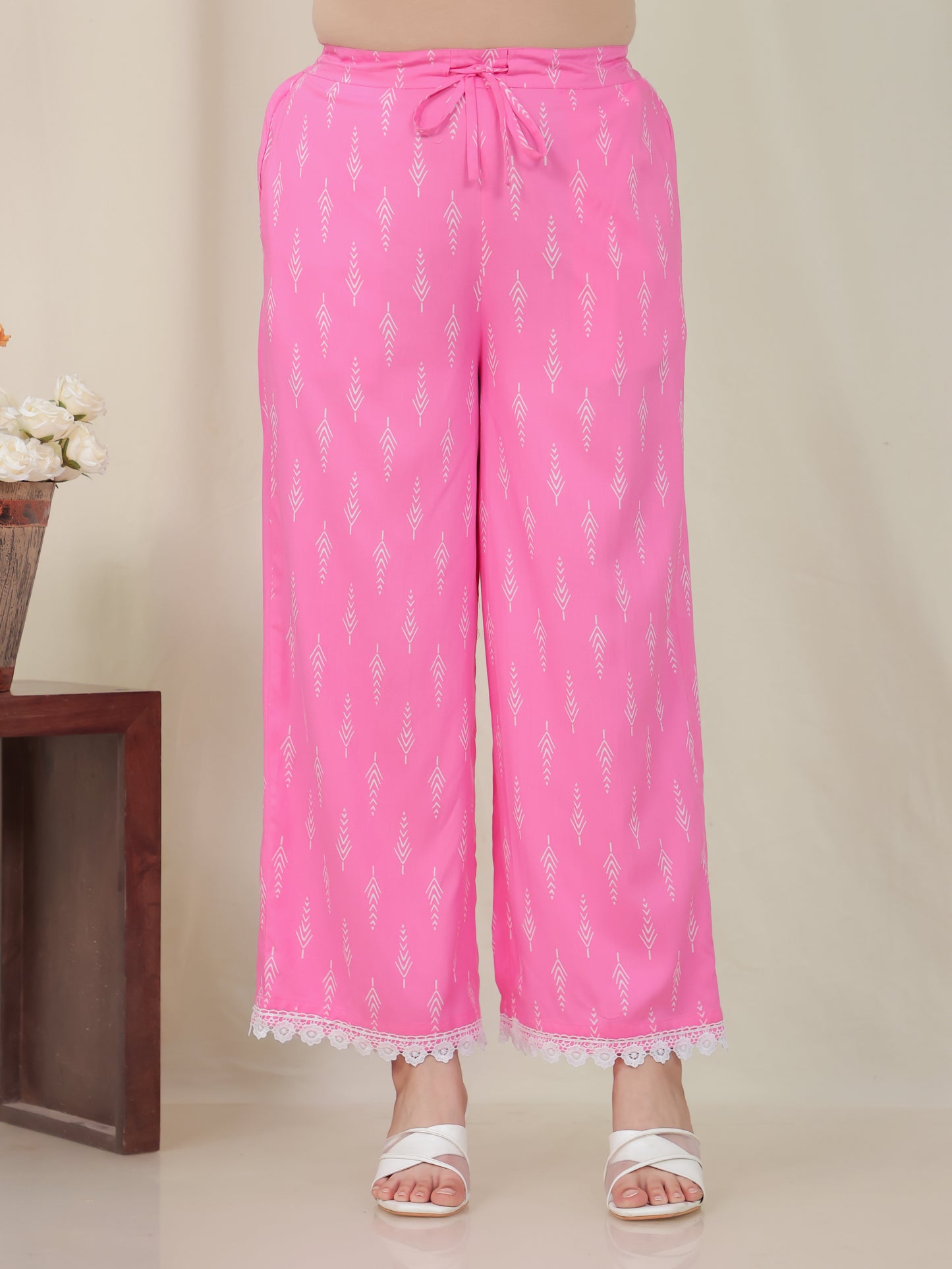 Viscose Geometric Panelled Pink Kurta
