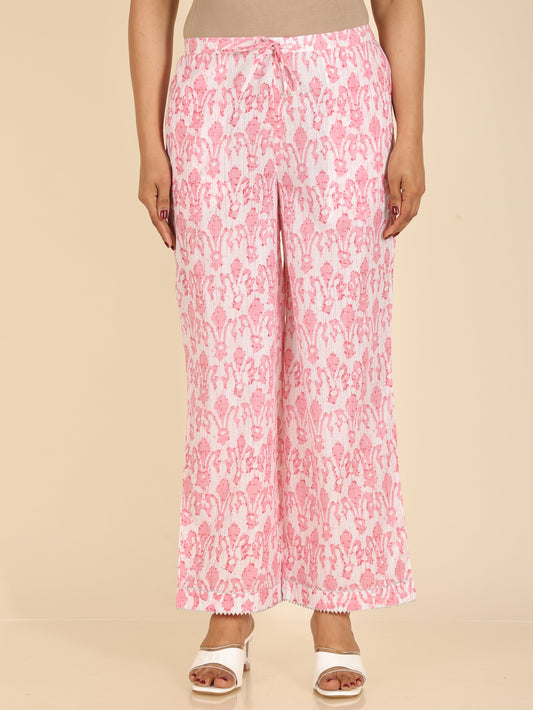 Lurex Cotton Ikat White Palazzo