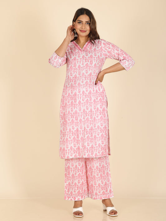 Lurex Cotton Ikat Straight White Kurta